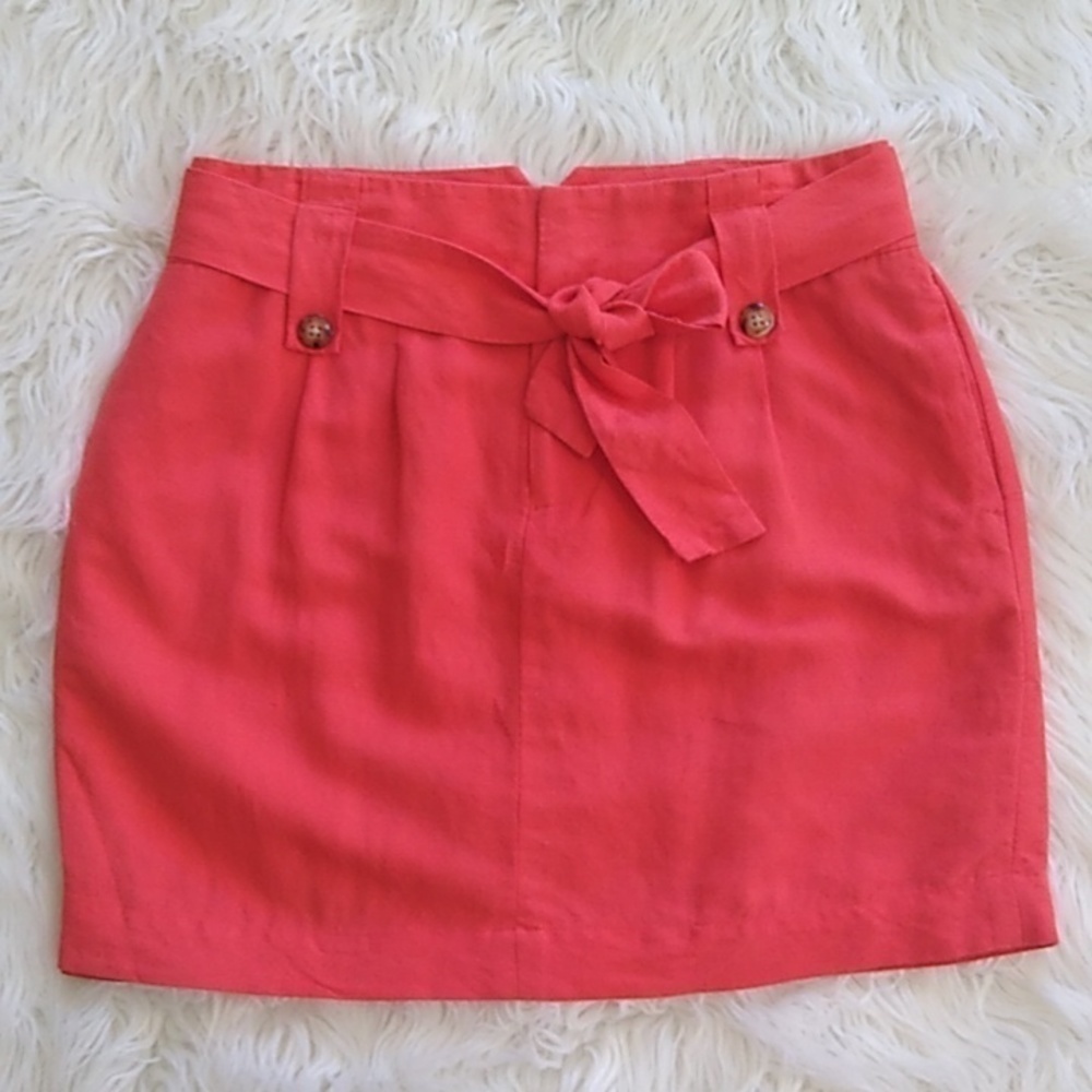 Banana Republic Coral Linen Blend Tie Waist Skirt Size - 4